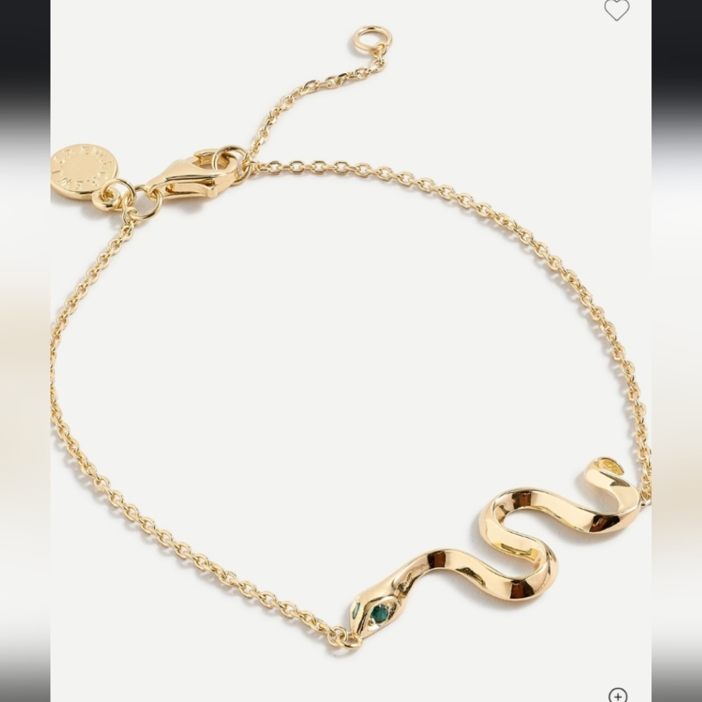 14k Gold Plated Serpent Bracelet with Emerald Accents